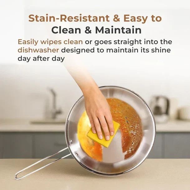 Tri-ply Stainless Steel Frying Pan With S.s Lid - Design 2