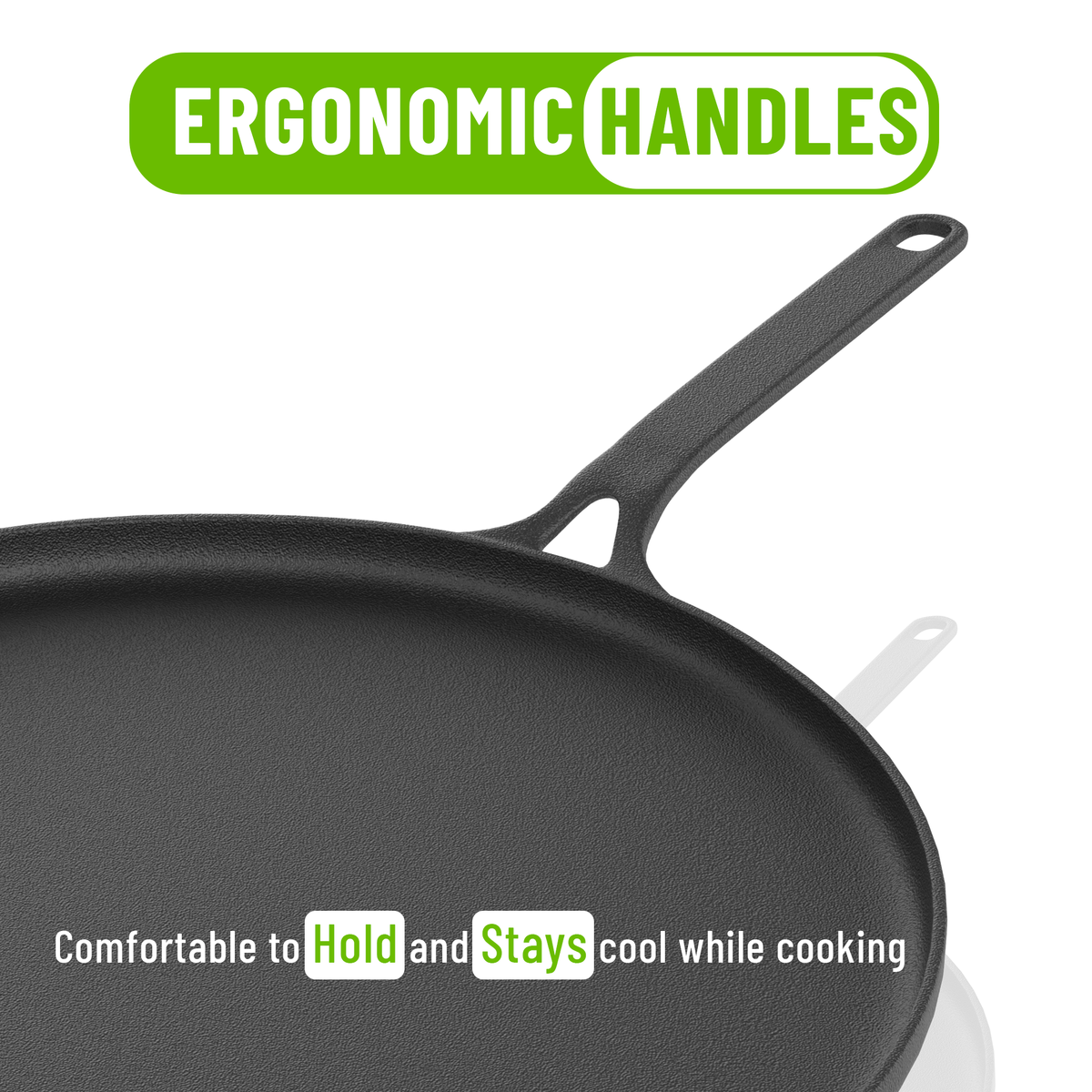 28 cm/11 inch Pre-Seasoned Cast Iron Dosa Tawa, Roti/Chapati Tawa with Long Handle, Iron Tawa Big Size