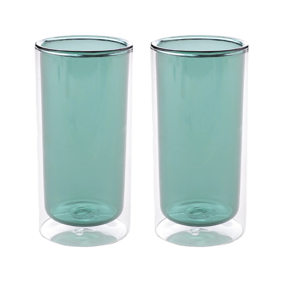 Double Wall Glass Coffee Mugs Set of 2 (250 ml), Green