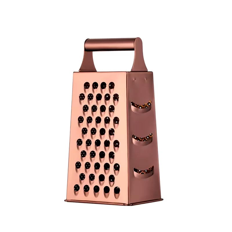 4-Sided Rectangular Stainless Steel Kitchen Grater & Zester with Handle – Versatile Food Shredder for Cheese, Potatoes, Vegetables, and More (Available in Gold, Orange, Rose Gold, Rainbow, and Silver)