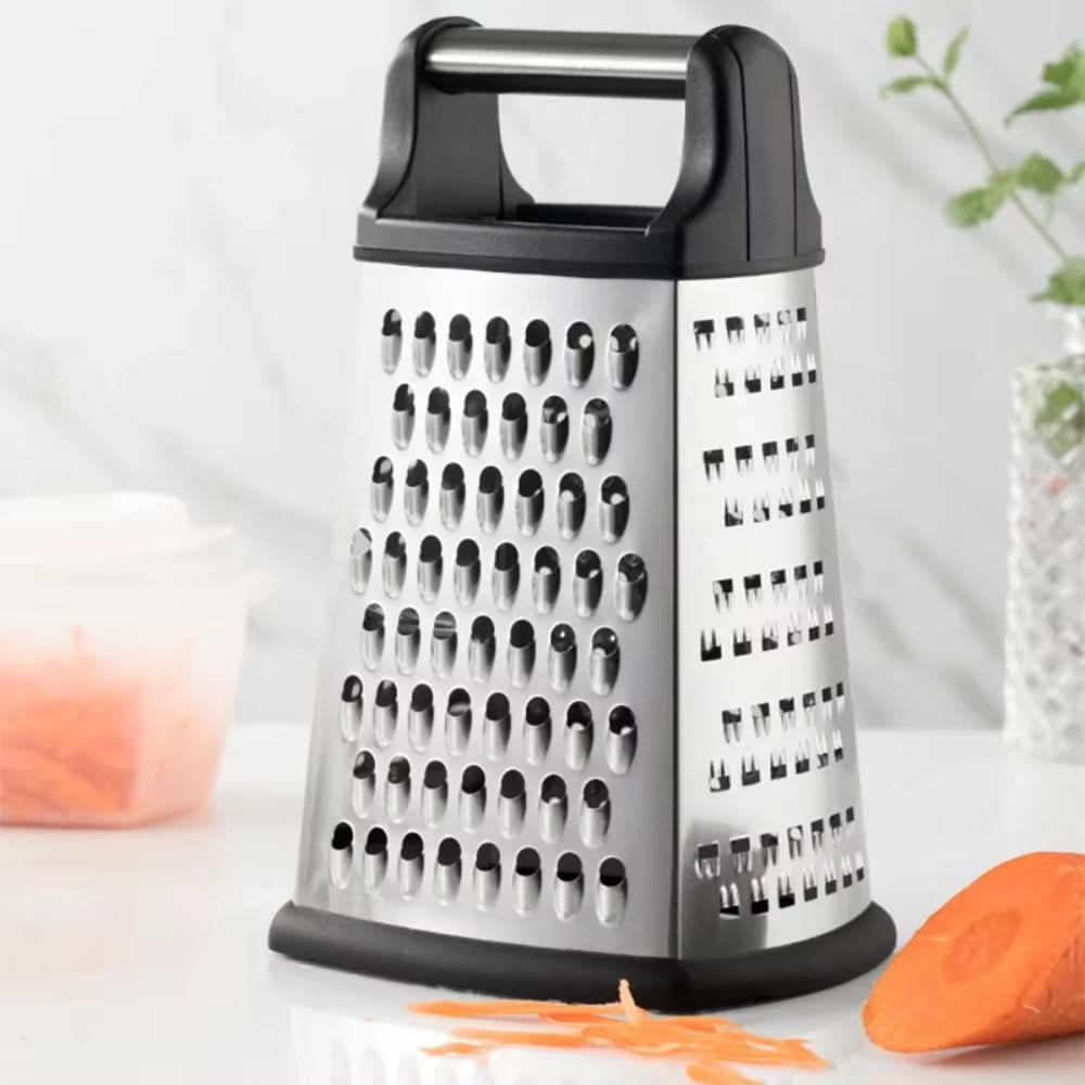 4-Sided Stainless Steel Grater with Storage Box Container - Perfect for Cheese and Vegetable Prep in the Kitchen