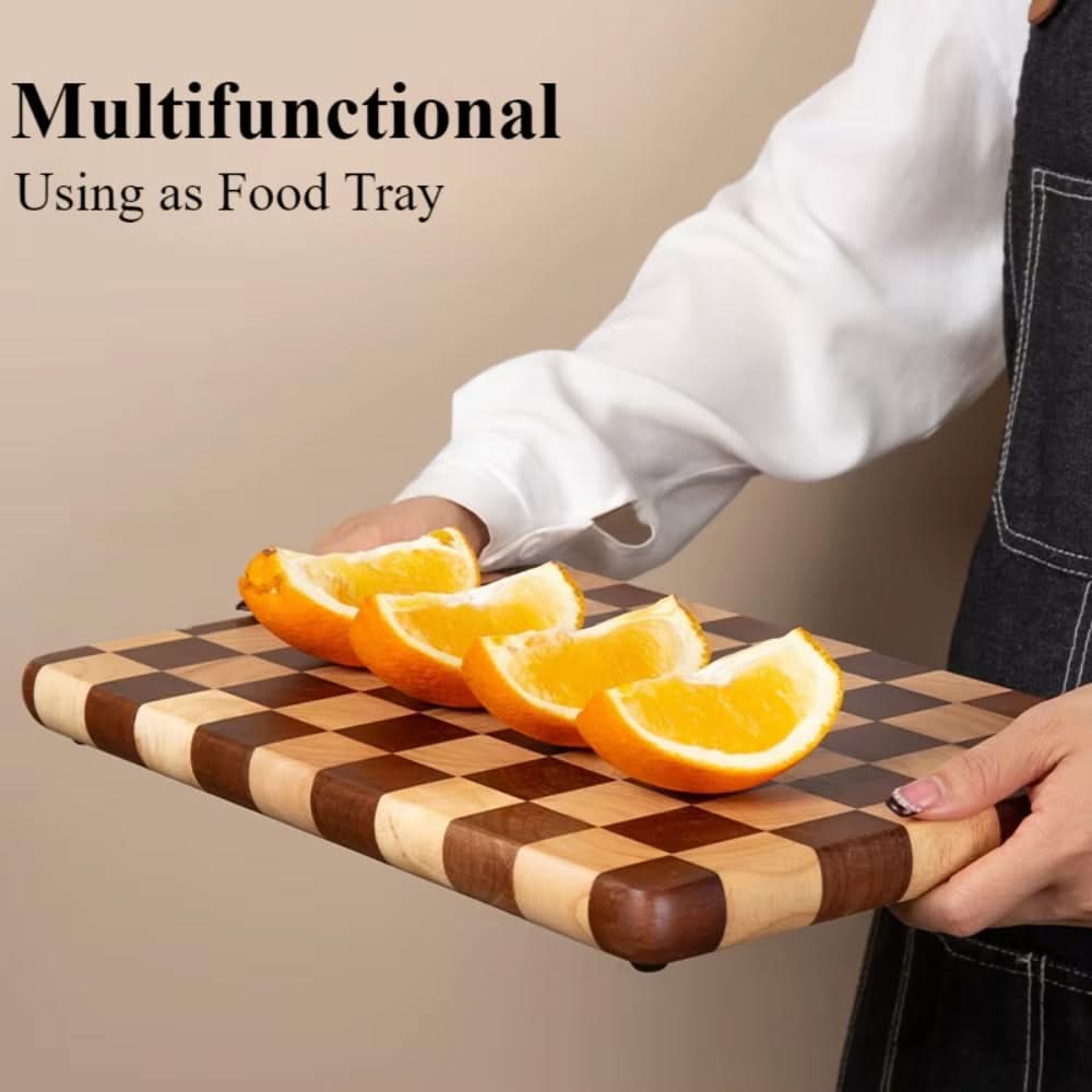 Solid Wood Double-Colored Cutting Board – Durable Anti-Skid Chopping Board for Slicing, Chopping, and Kitchen Prep