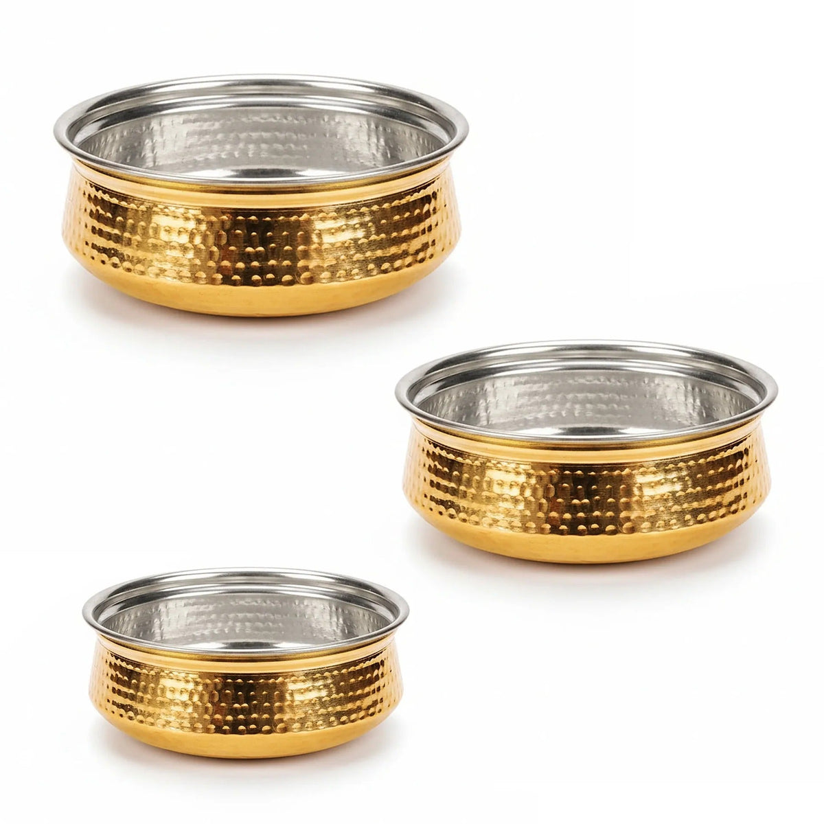 Brass Lagan with Kalai (Tin Coating) for Dum Cooking Set of 3