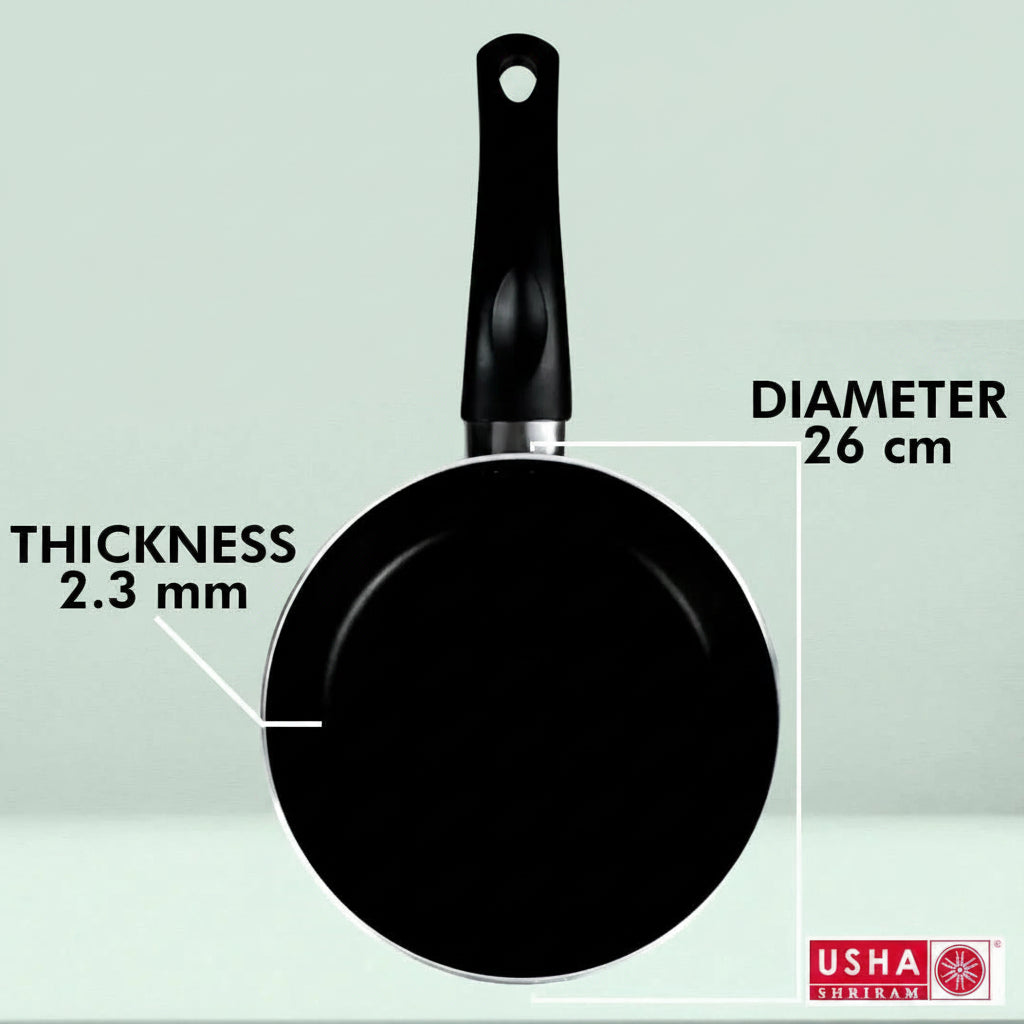 Non-Stick Frying Pan 26 cm 3-Layer Coating Easy Grip Handle Minimal Oil Red