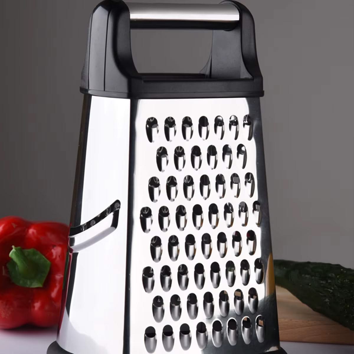 4-Sided Stainless Steel Grater with Storage Box Container-Perfect for Cheese and Vegetable Prep in the Kitchen