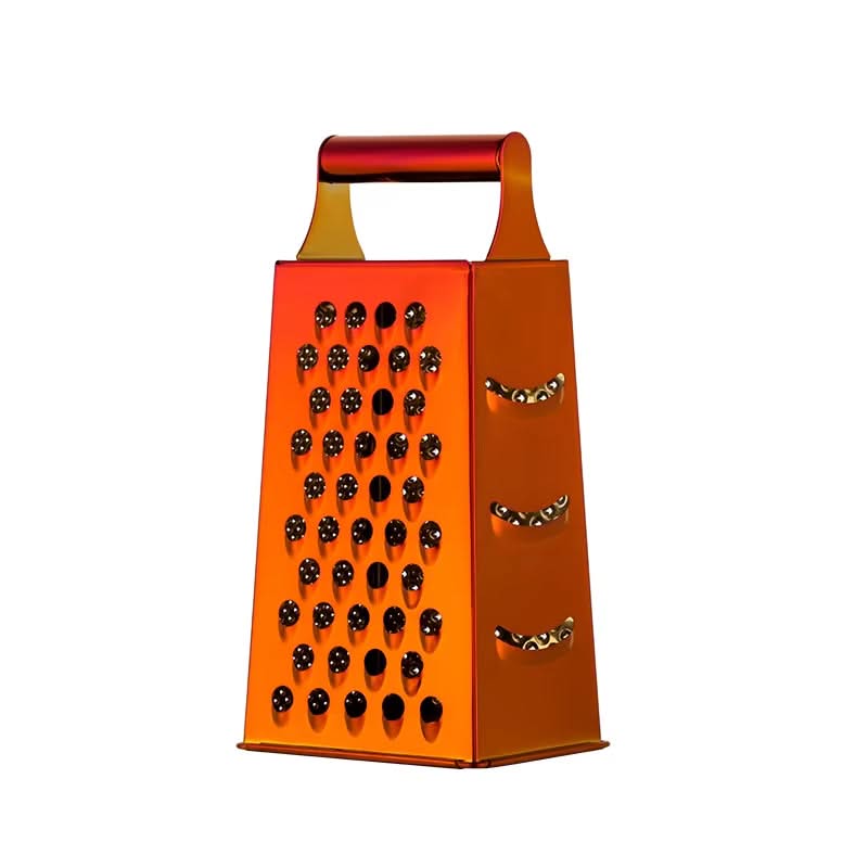 4-Sided Rectangular Stainless Steel Kitchen Grater & Zester with Handle – Versatile Food Shredder for Cheese, Potatoes, Vegetables, and More(Available in Gold, Orange, Rose Gold, Rainbow, and Silver)