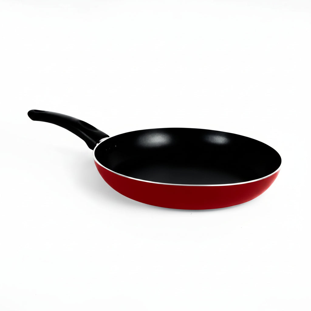 Non-Stick Frying Pan 26 cm 3-Layer Coating Easy Grip Handle Minimal Oil Red