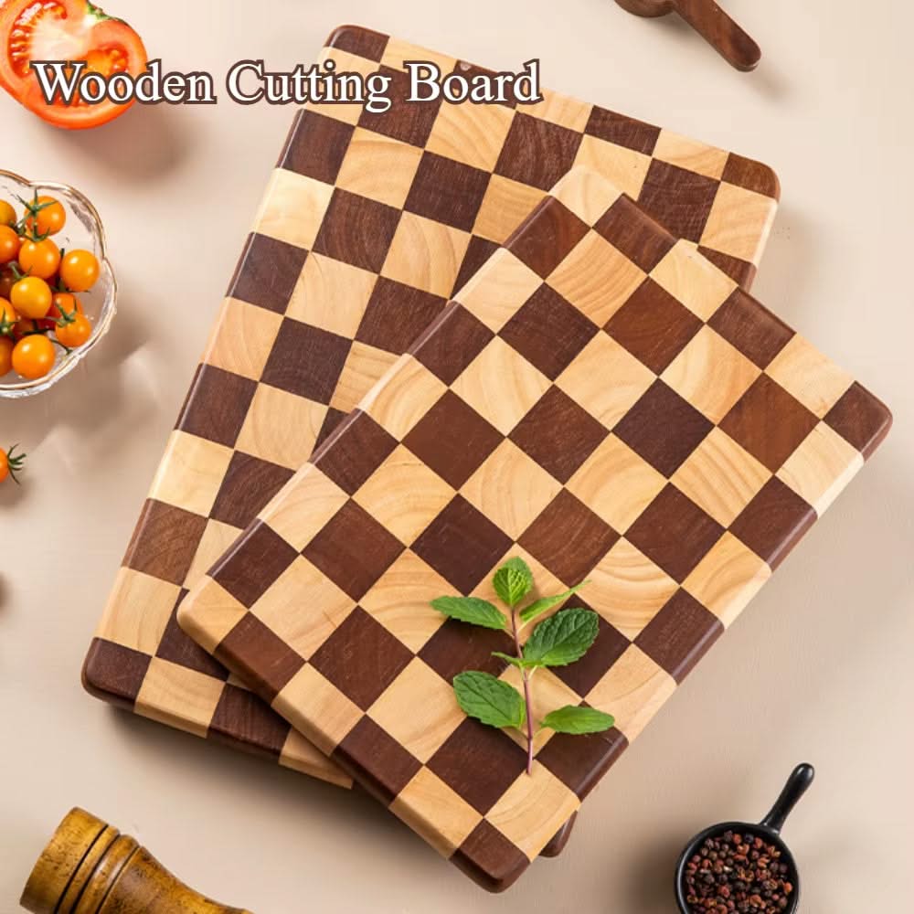 Solid Wood Double-Colored Cutting Board – Durable Anti-Skid Chopping Board for Slicing, Chopping, and Kitchen Prep