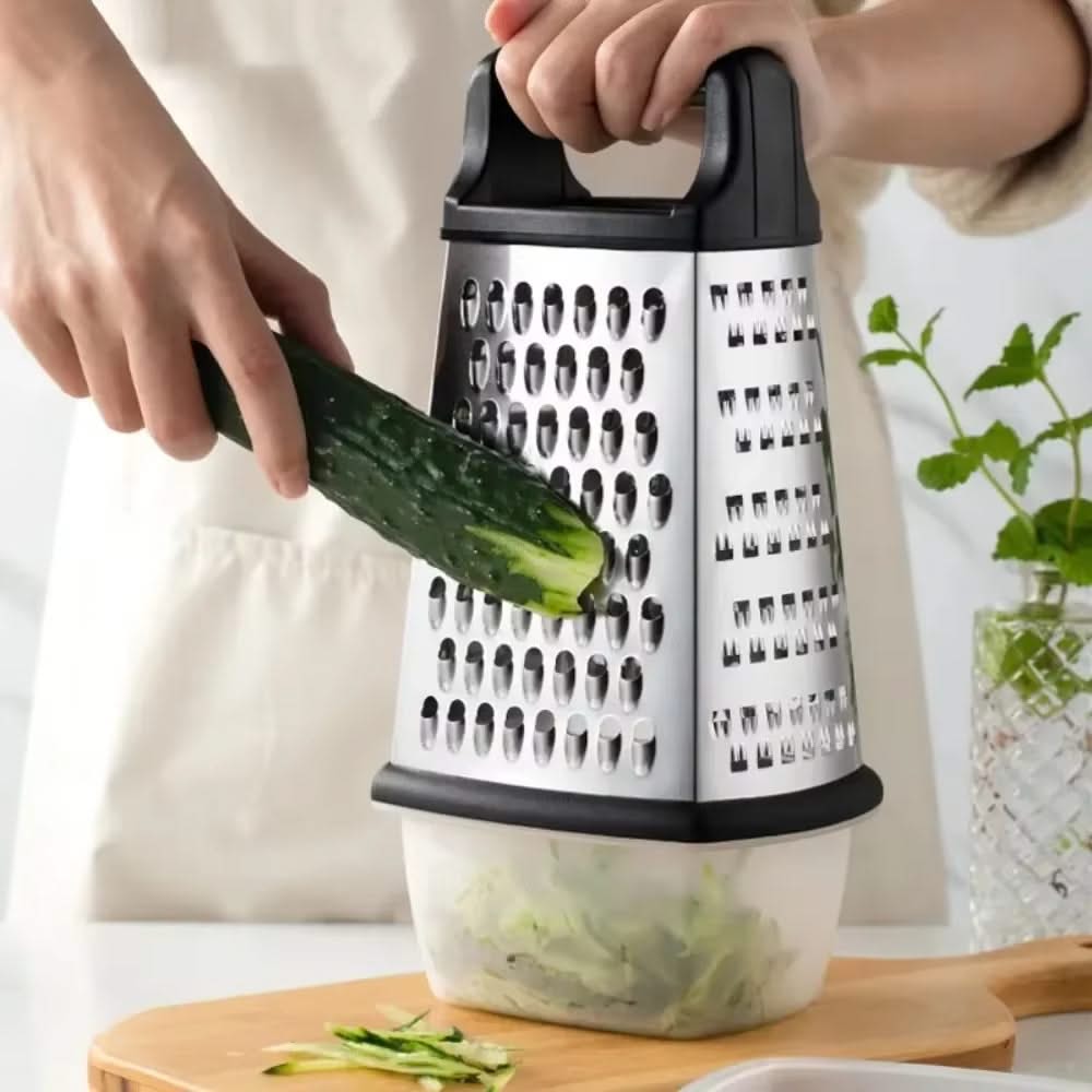4-Sided Stainless Steel Grater with Storage Box Container - Perfect for Cheese and Vegetable Prep in the Kitchen