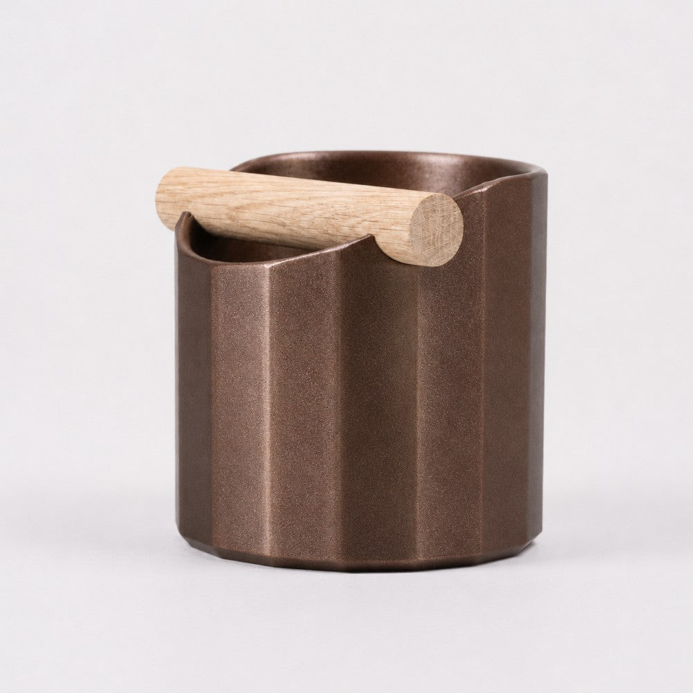 Geometric Espresso Knock Box with Oak Knock Bar Galaxy Brown