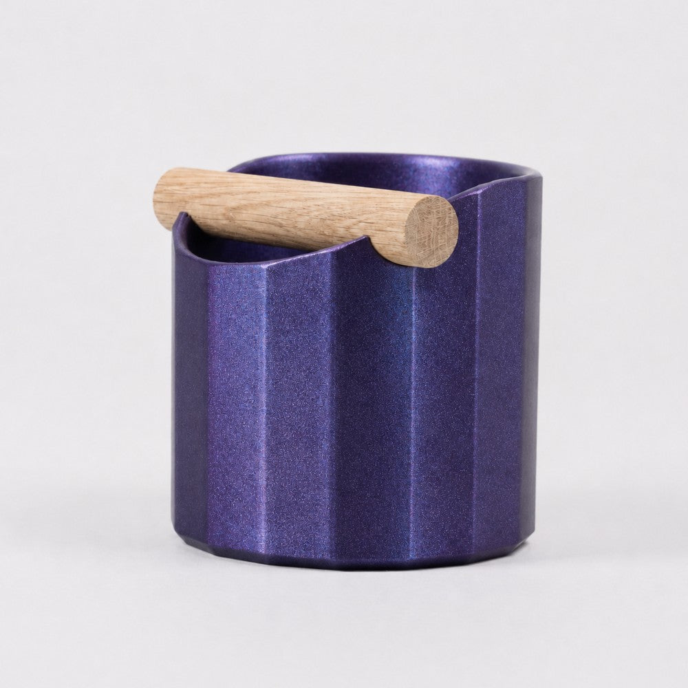 Geometric Espresso Knock Box with Oak Knock Bar Galaxy Purple