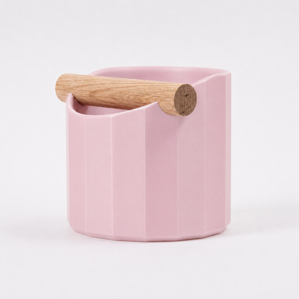 Geometric Espresso Knock Box with Oak Knock Bar Matte Sakura Pink