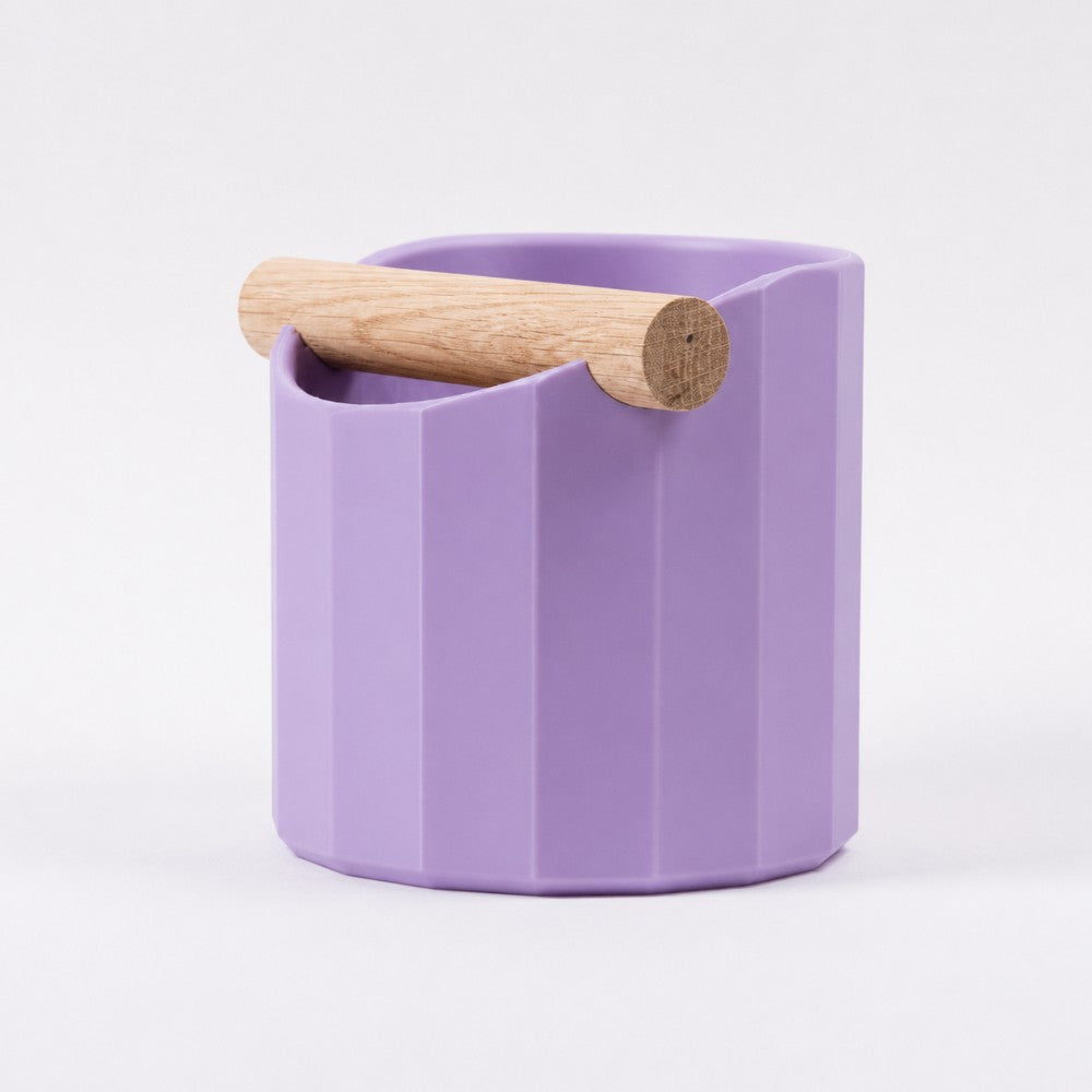 Geometric Espresso Knock Box with Oak Knock Bar Matte Lilac Purple