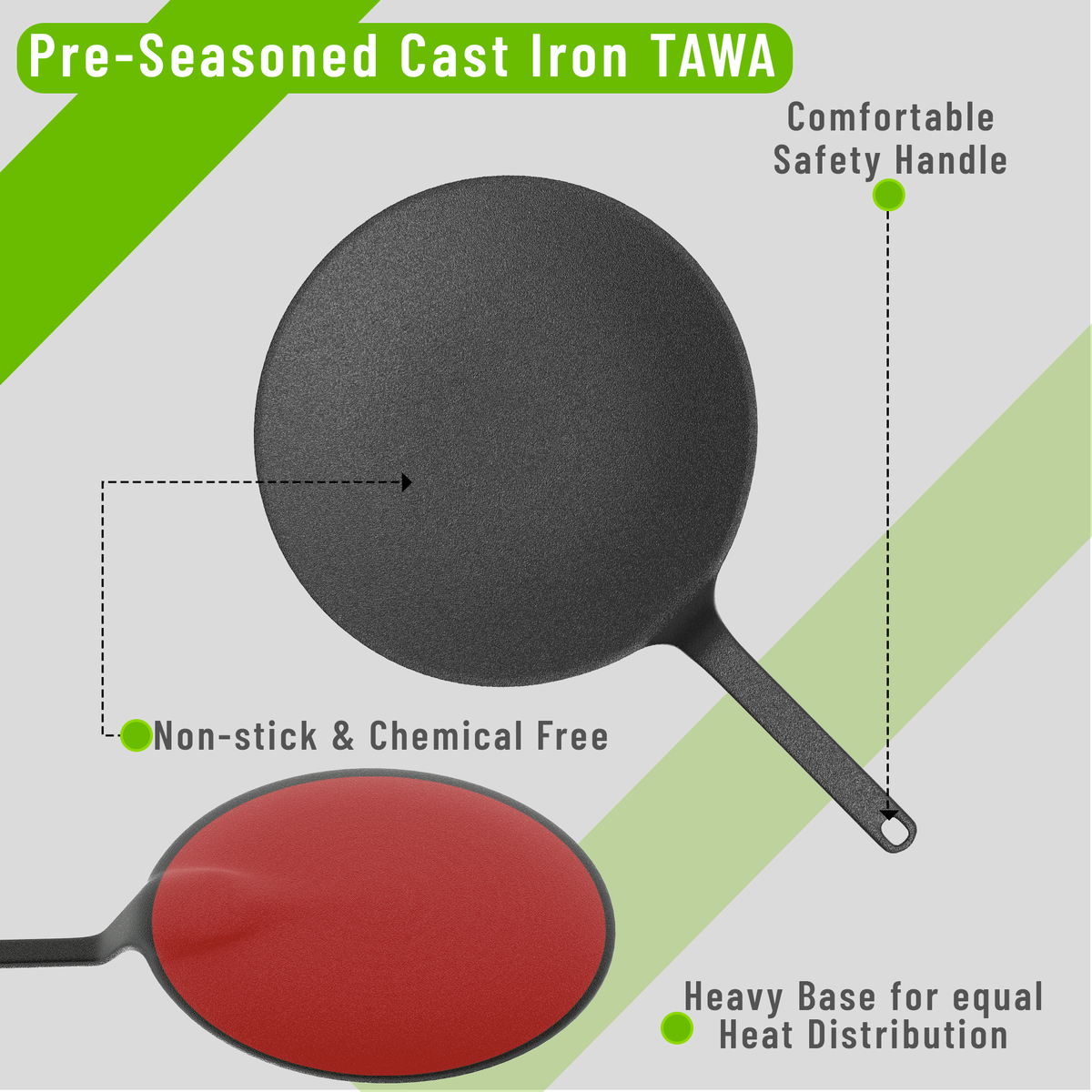 Pre-Seasoned Cast Iron Roti, Chapati Tawa, Iron Tawa Pan, Cast Iron Cookware