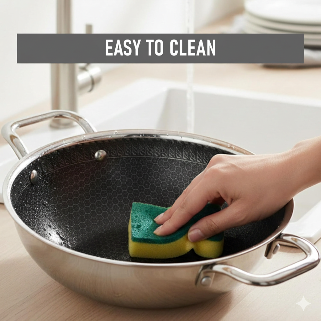 Tri-Ply Stainless Steel Kadai, Stainless Steel Kadai for Cooking, Triply Kadhai, Metal Spatula Friendly