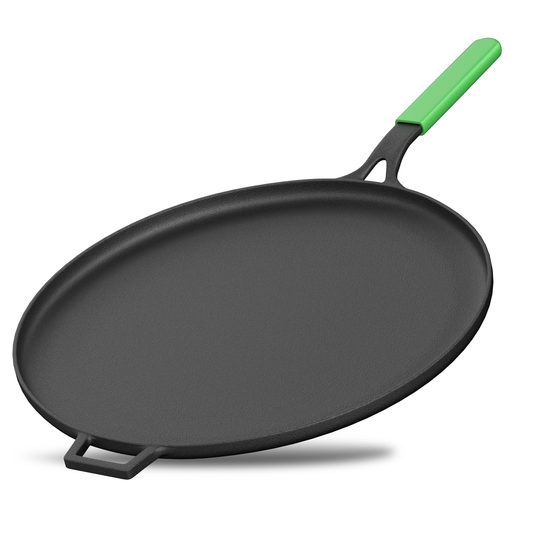 28 cm/11 inch Pre-Seasoned Cast Iron Dosa Tawa, Roti/Chapati Tawa with Long Handle, Iron Tawa Big Size