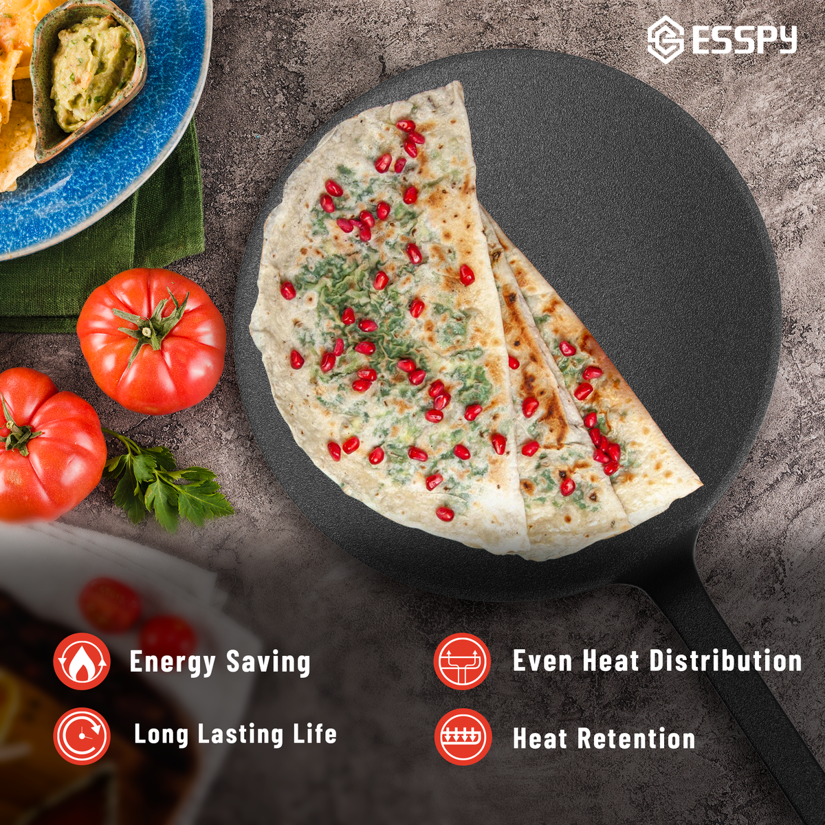 Pre-Seasoned Cast Iron Roti, Chapati Tawa, Iron Tawa Pan, Cast Iron Cookware