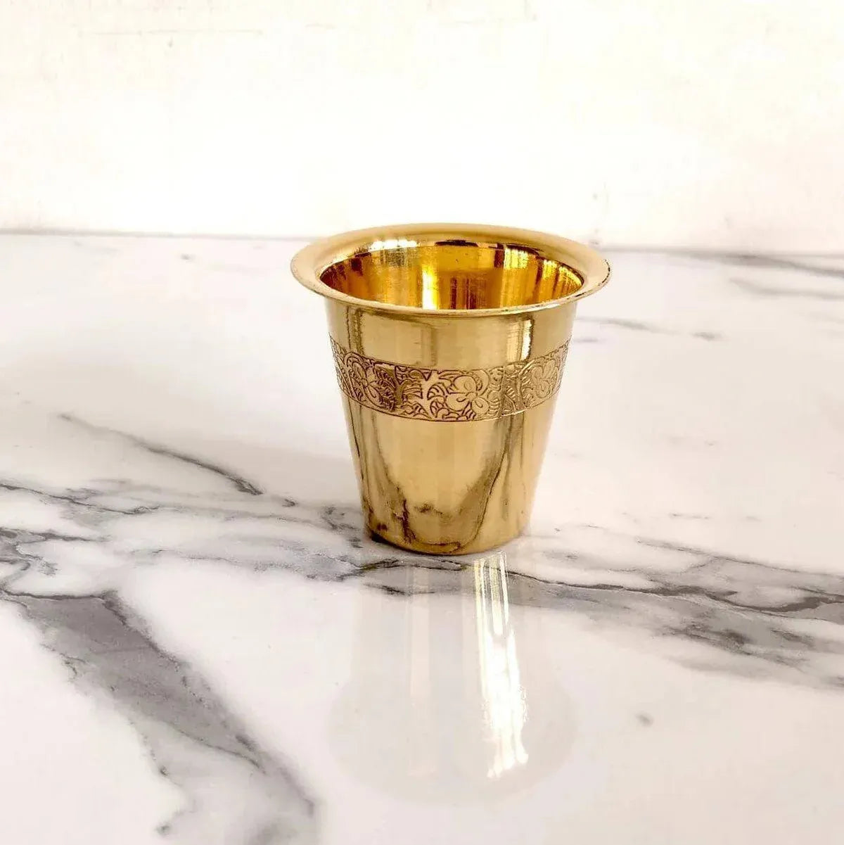 Brass Etched Tea Glass Traditional Serveware