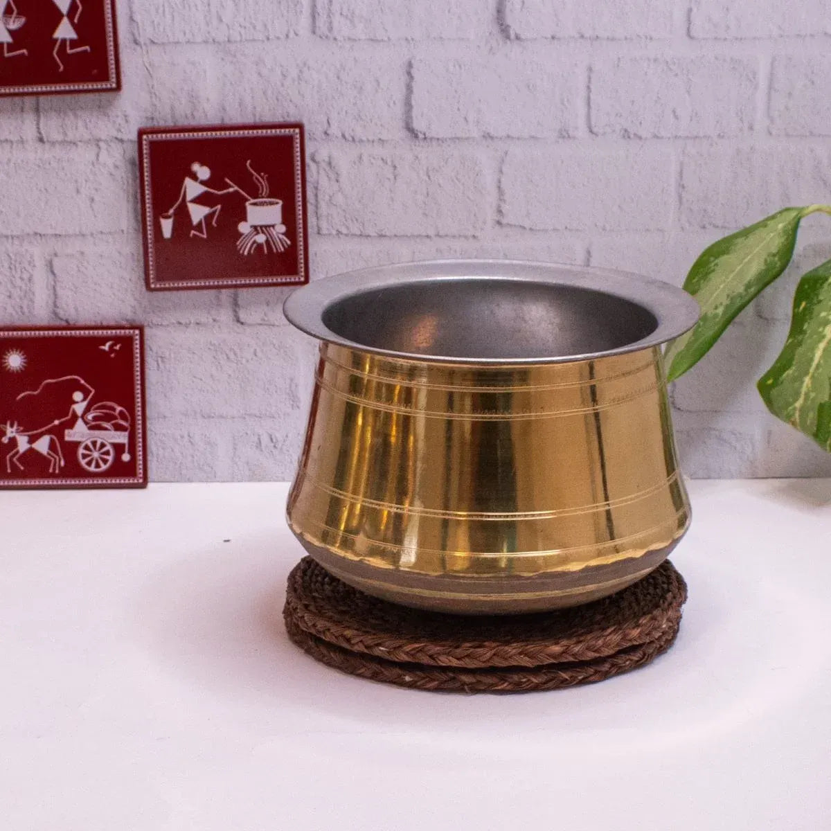 Brass Rice Pot with Tin Coating - Medium