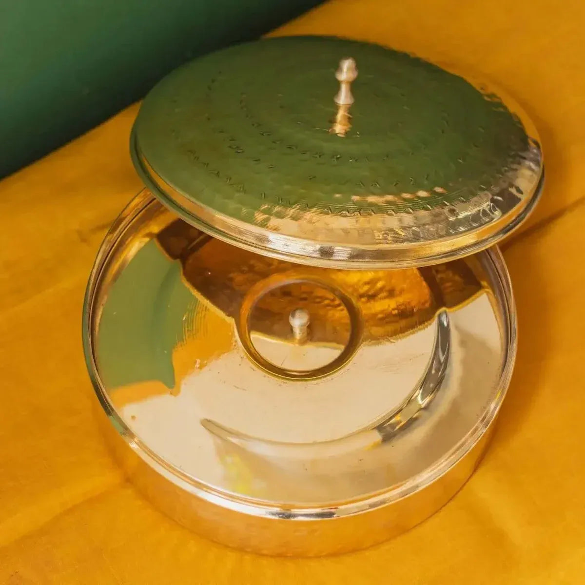 Brass Spice Box Large with Tin Coating and Plate