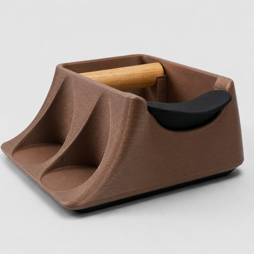 3-in-1 Espresso Knock Box, Tamping Station & Tamper Holder Galaxy Brown