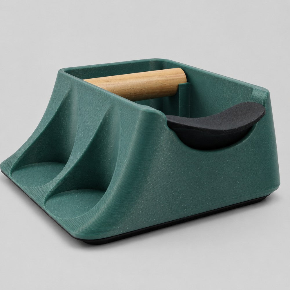 3-in-1 Espresso Knock Box, Tamping Station & Tamper Holder Galaxy Green