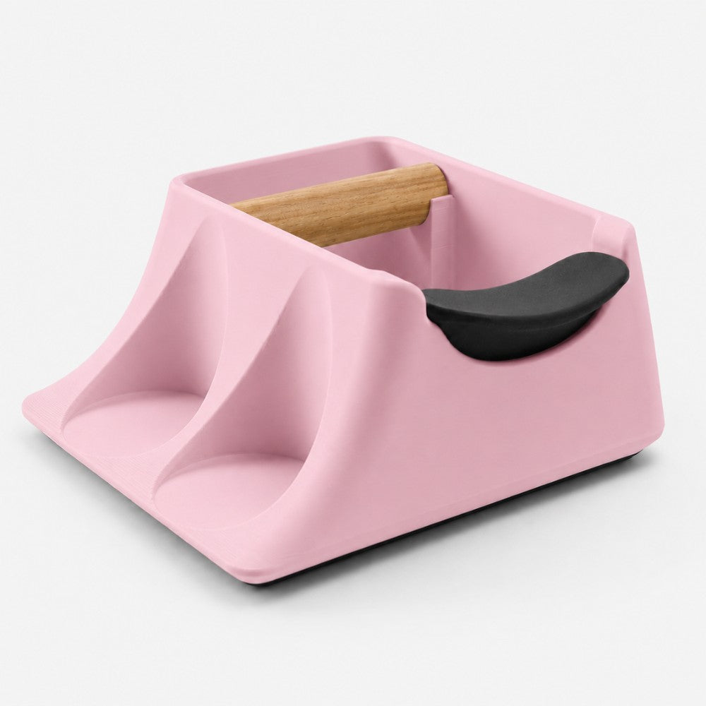 3-in-1 Espresso Knock Box, Tamping Station & Tamper Holder Matte Sakura Pink