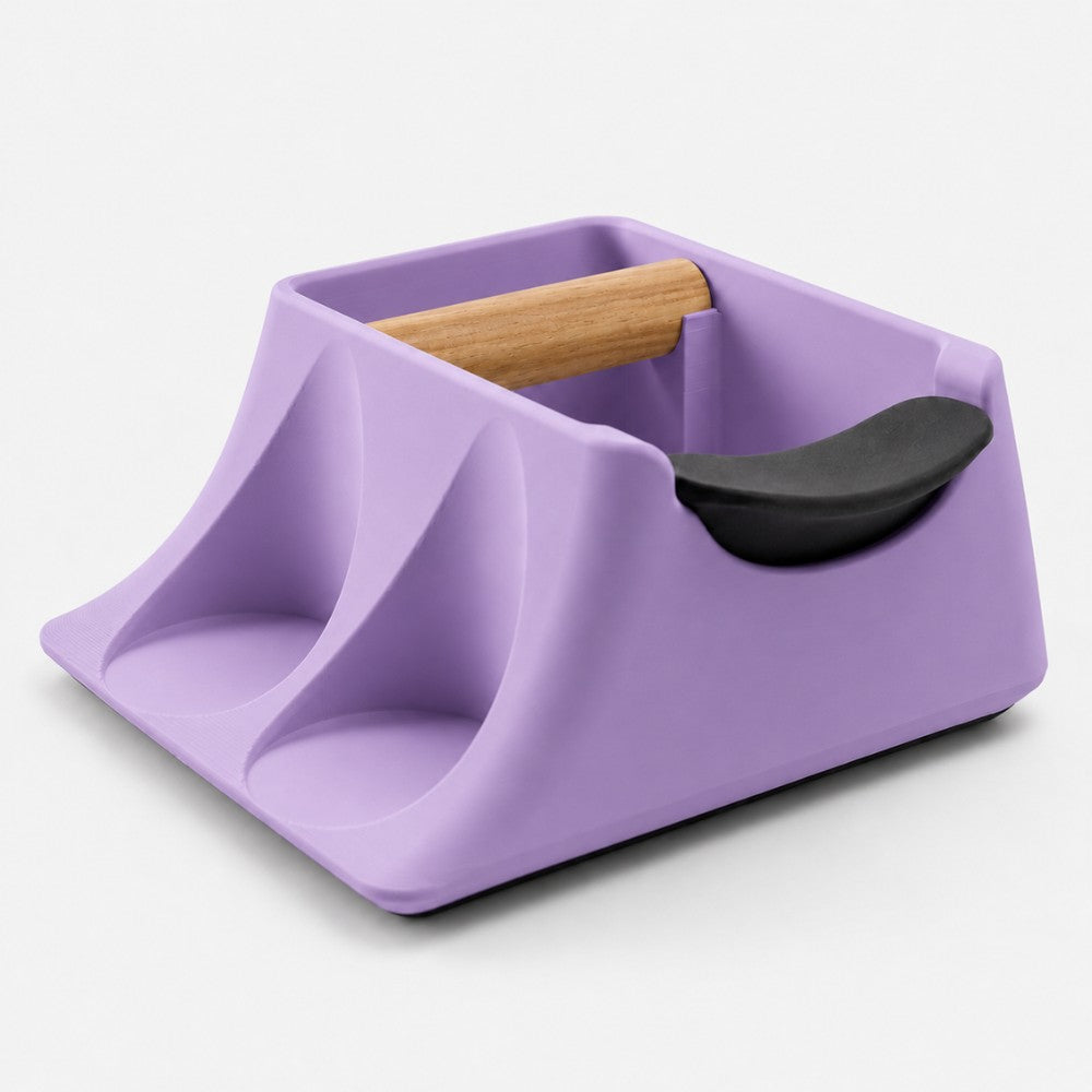 3-in-1 Espresso Knock Box, Tamping Station & Tamper Holder Matte Lilac Purple