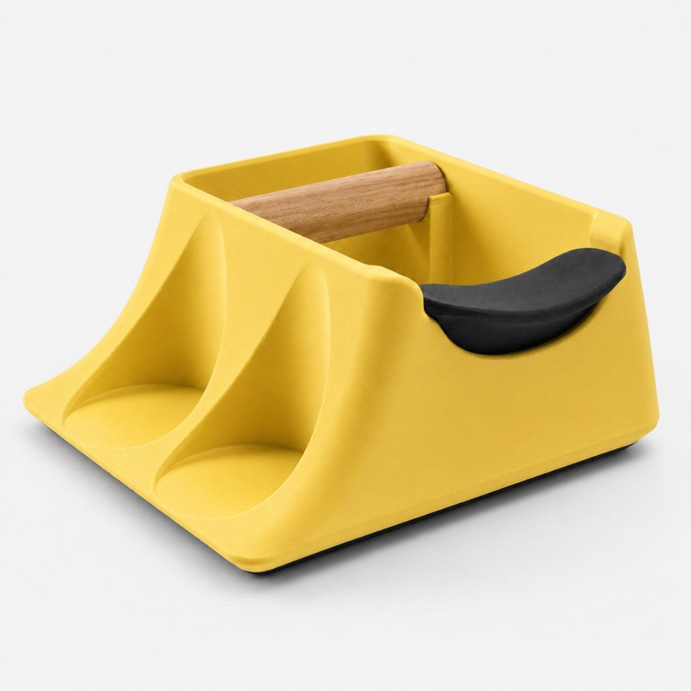 3-in-1 Espresso Knock Box, Tamping Station & Tamper Holder Matte Lemon Yellow