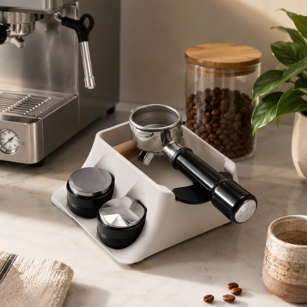 3-in-1 Espresso Knock Box, Tamping Station & Tamper Holder