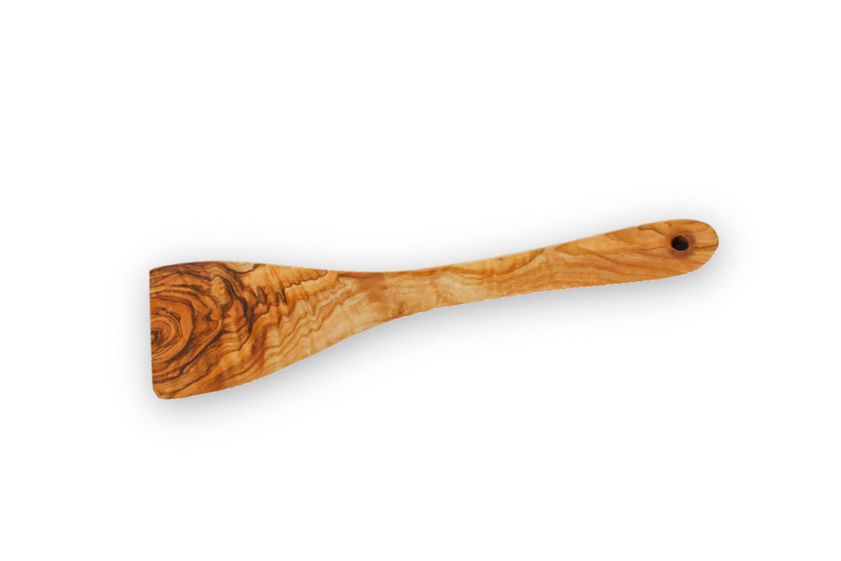 Olive Wood Flat Curved Spatula 30 cm