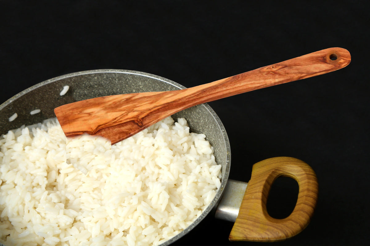Olive Wood Flat Curved Spatula 30 cm