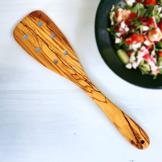 Olive Wood Spatula with Holes 30 cm