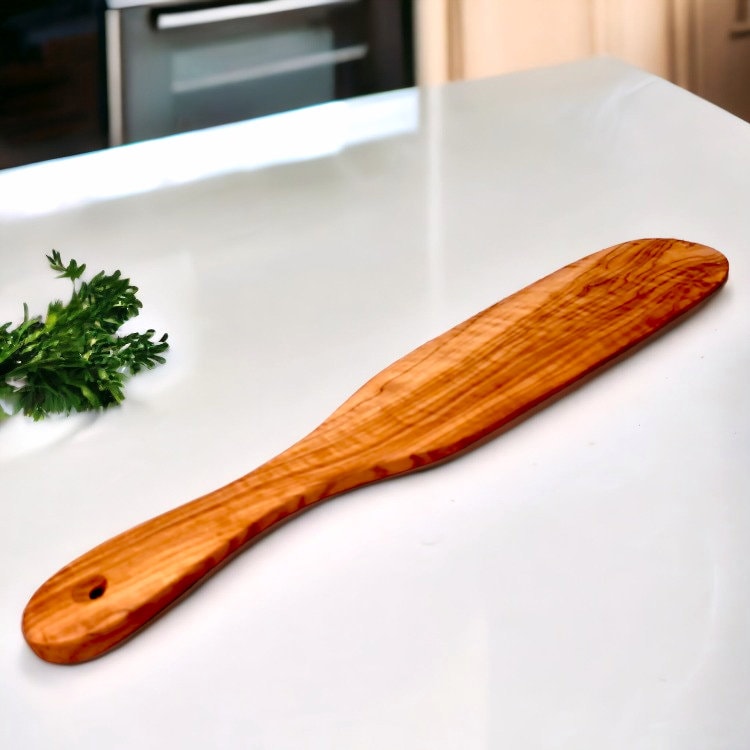 Olive Wood Handcrafted Curved Tip Wooden Icing Cake Frosting Spatula