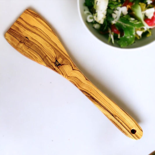Olive Wood Flat Curved Spatula 30 cm