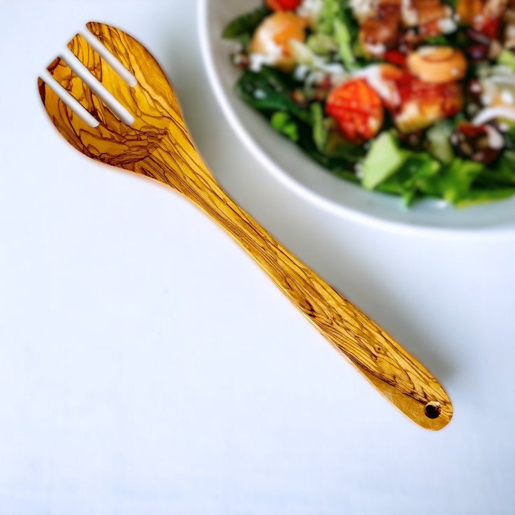 Olive Wood Kitchen Utensil Set | Rice Spoon, Spoon, Spatula, Fork & Slotted Spatula Fork