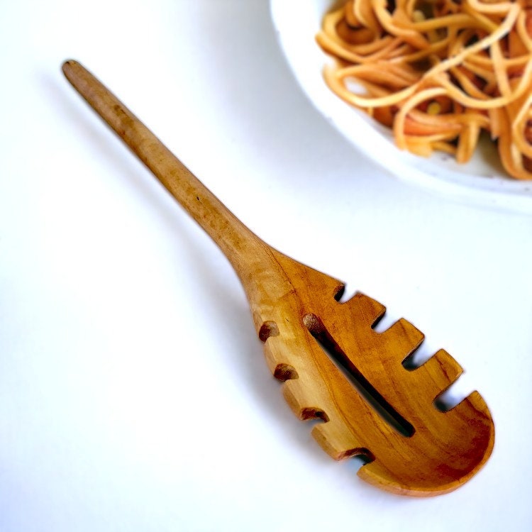 Olive Wood Pasta Fork with Hole