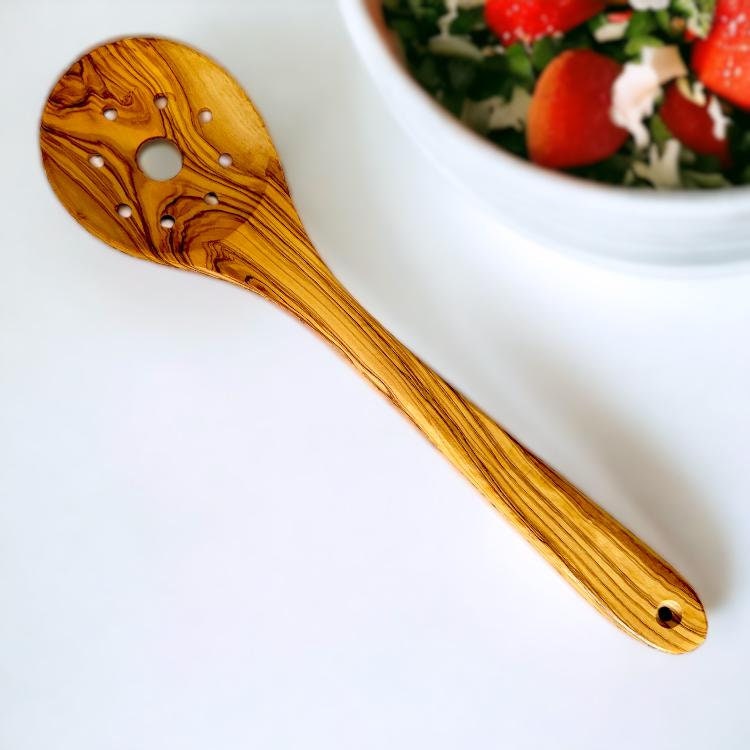 Olive Wood Kitchen Utensil Set | Rice Spoon, Spoon, Spatula, Fork & Slotted Spatula Rice Cooking Spoon