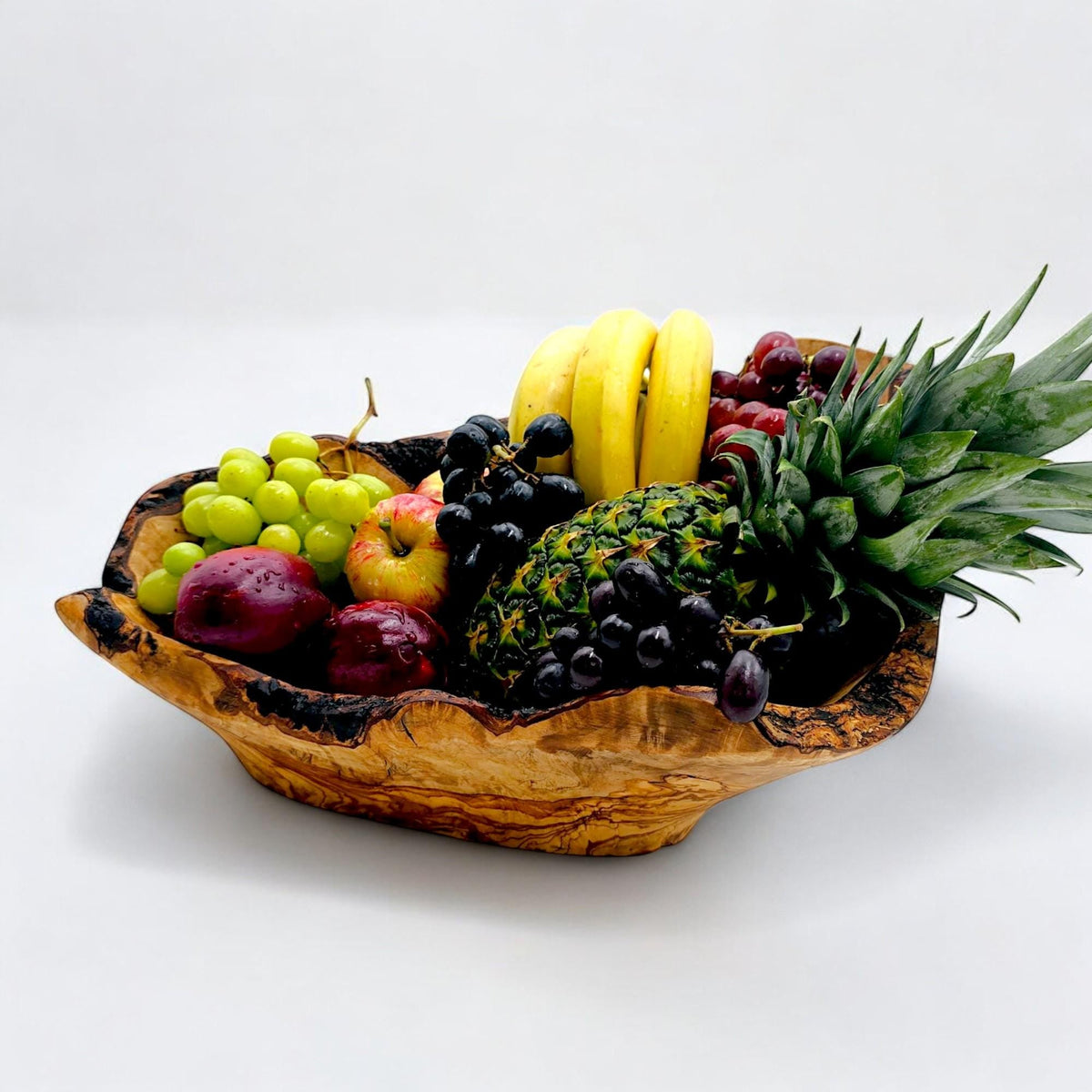 Hand-Carved Olive Wood Fruit Basket | Centrepiece | 45×30×15 cm