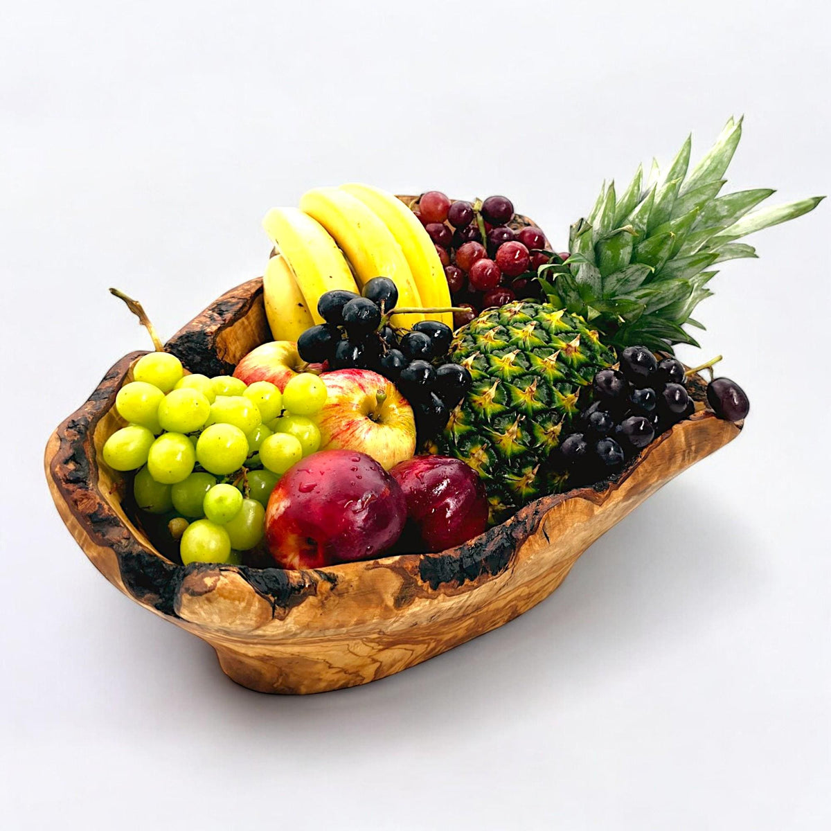 Hand-Carved Olive Wood Fruit Basket | Centrepiece | 45×30×15 cm