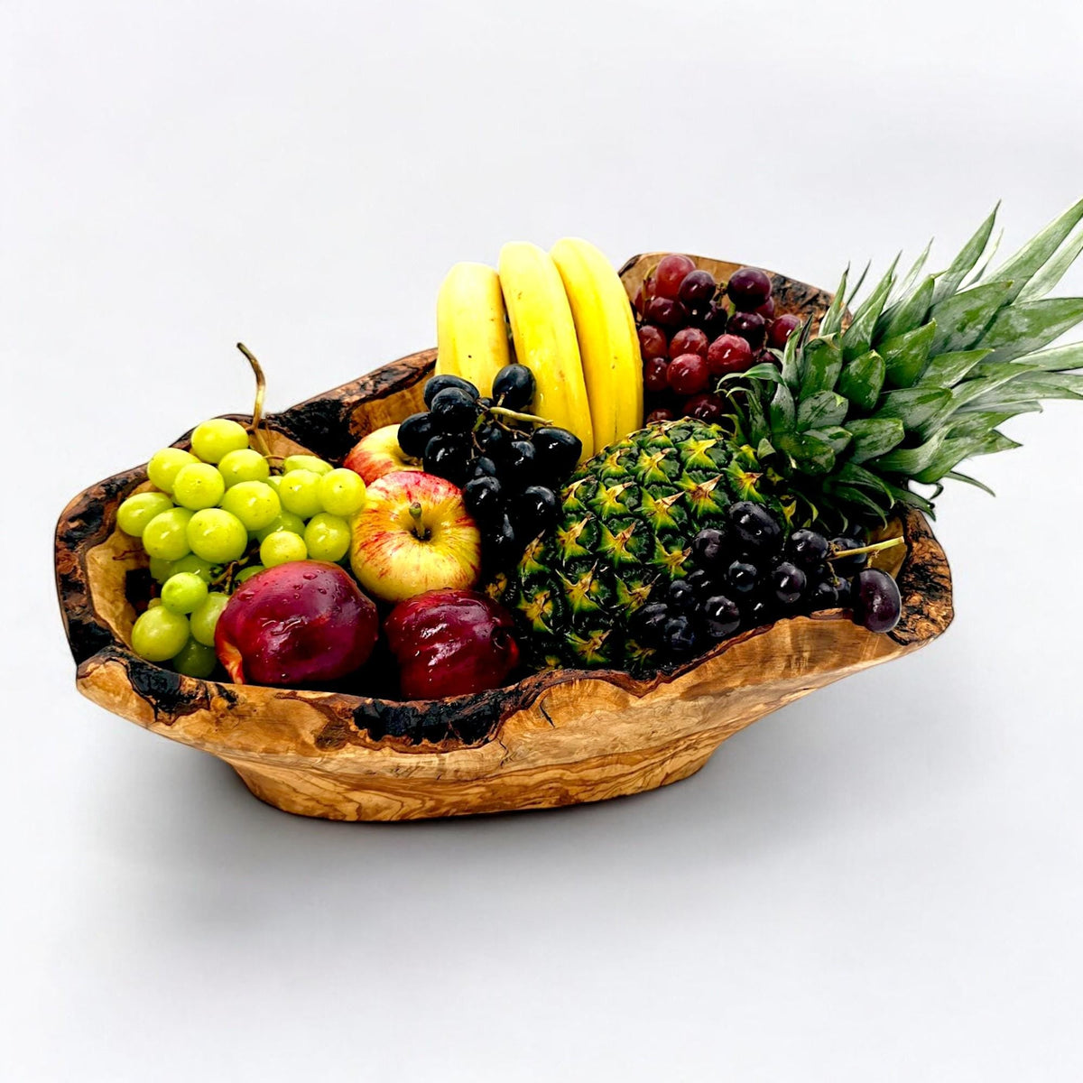Hand-Carved Olive Wood Fruit Basket | Centrepiece | 45×30×15 cm