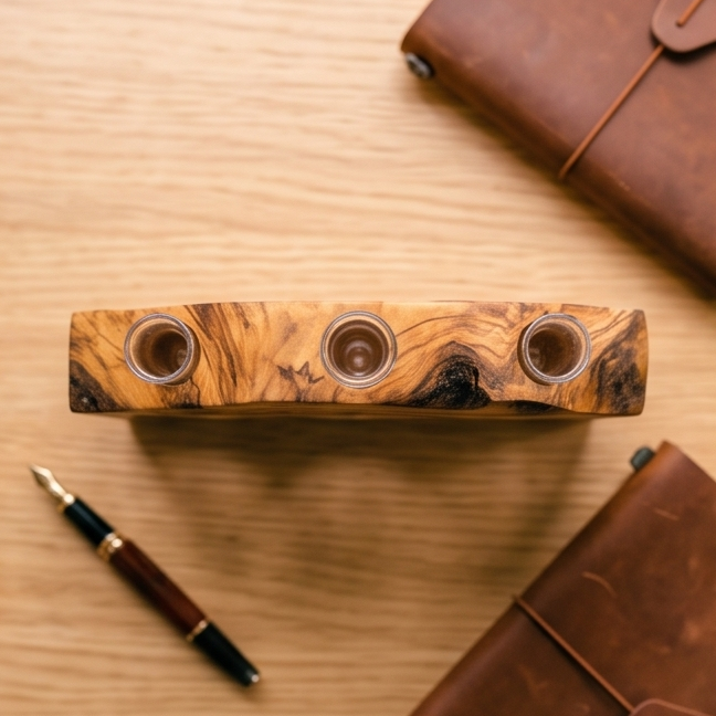 Rustic Olive Wood Propagation Vase | Desktop Plant Tube Vase