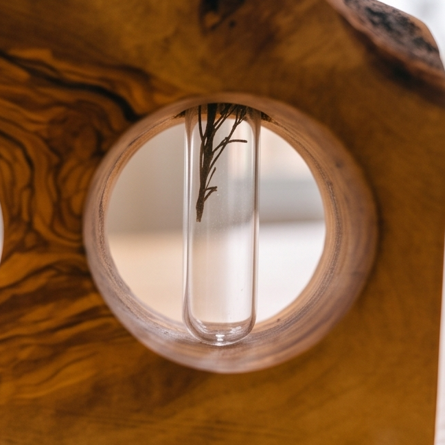 Rustic Olive Wood Propagation Vase | Desktop Plant Tube Vase