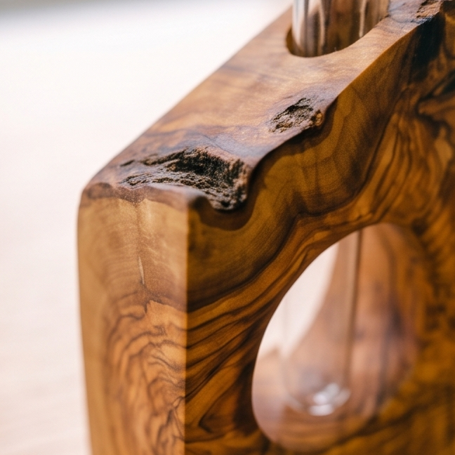 Rustic Olive Wood Propagation Vase | Desktop Plant Tube Vase