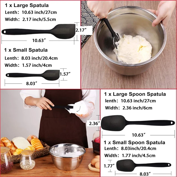 6-Piece Silicone Spatula Set – Non-Stick Heat-Resistant Utensils for Cooking, Baking, Mixing & Spreading – Includes Large Spoon Spatula, Large Spatula, Jar Spatula, Brush, Small Spoon Spatula & Small Spatula – BPA-Free -Available in red or black colour