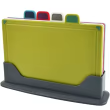 4-Piece Non-Slip Coloured Cutting Board Set – Includes Index Boards with Stand for Organized and Hygienic Food Prep