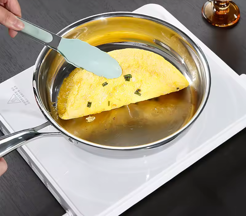 Stainless Steel Frying Pan with Long Handle – Premium Tri-Ply Construction–Professional Chef’s Skillet for Searing, Sautéing, Stir-Frying, Simmering & Pan-Frying Daily Meals– Induction, Gas & Electric  Compatible Available in 22cm, 24cm, 26cm, 28cm & 30cm