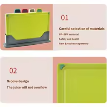 4-Piece Non-Slip Coloured Cutting Board Set – Includes Index Boards with Stand for Organized and Hygienic Food Prep