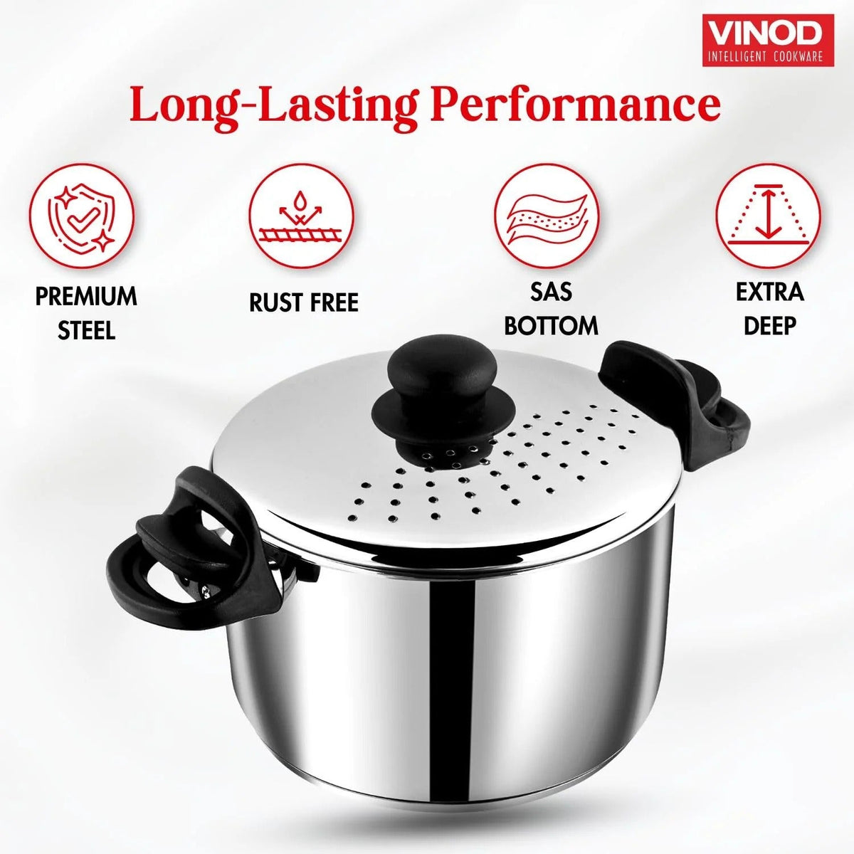 Stainless Steel Pasta Pot with Strainer Lid 6.8L