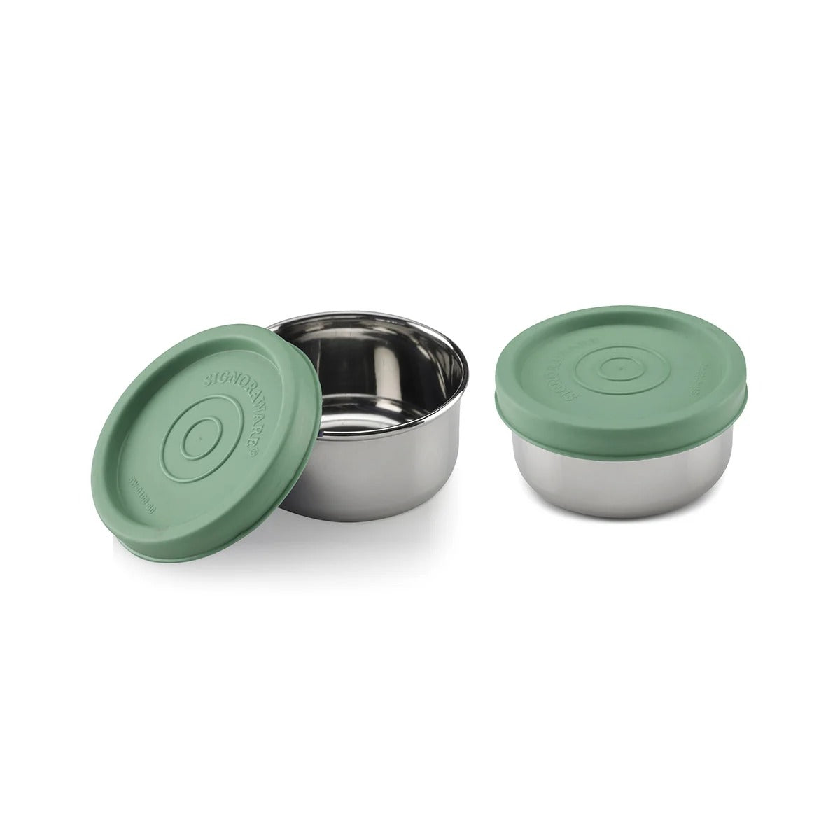 Round Steel Small Container Set of 2 Egreen